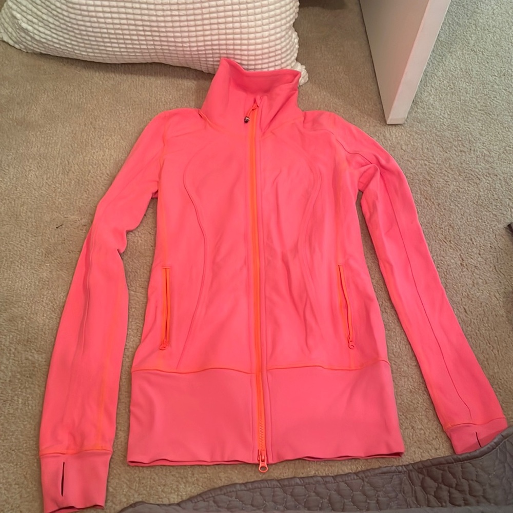 Bright pink/orange lulu zip up!